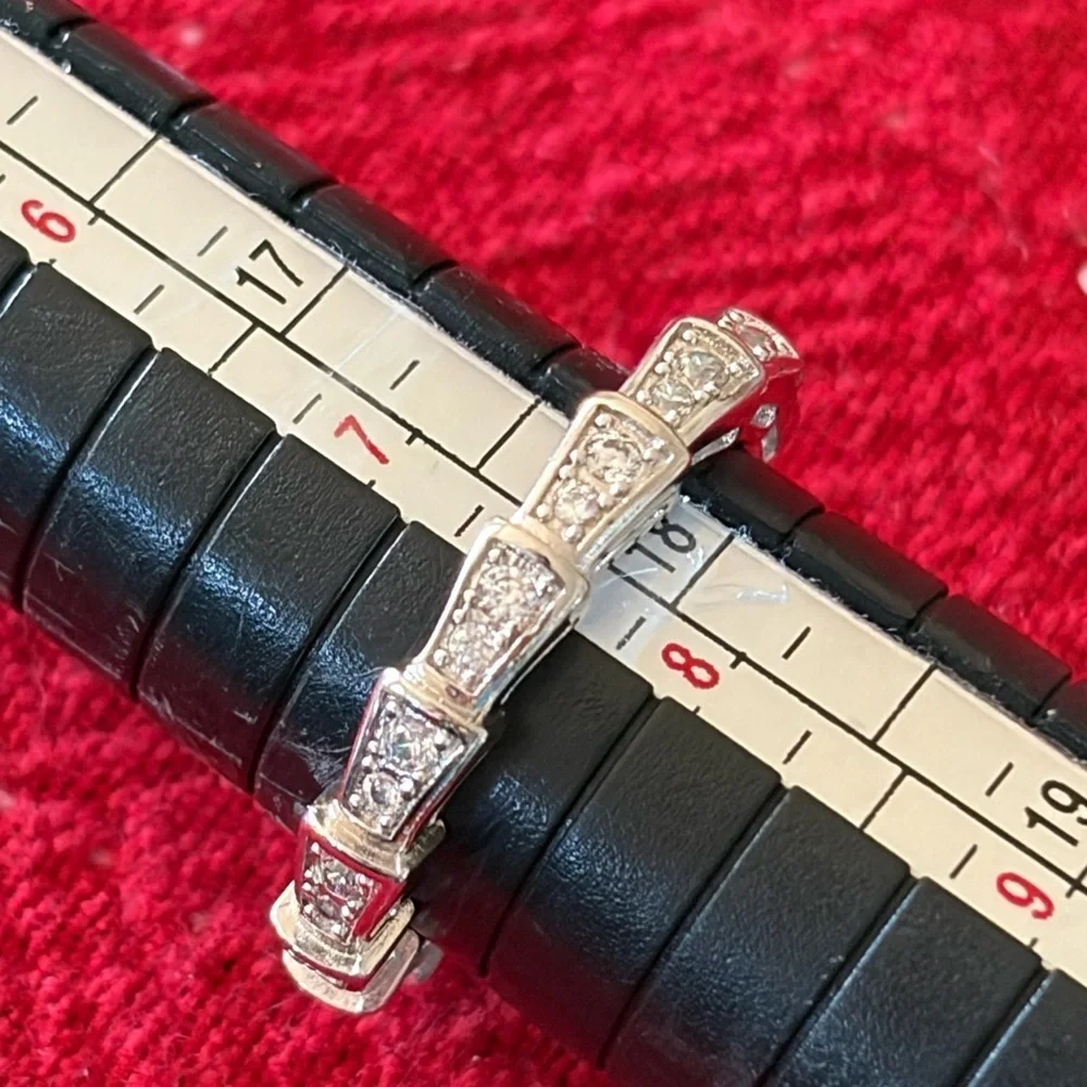 Snake Bone wedding Band 18K White Gold Plated Sterling Silver